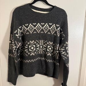 Lucky Brand Gray and White Patterned Sweater